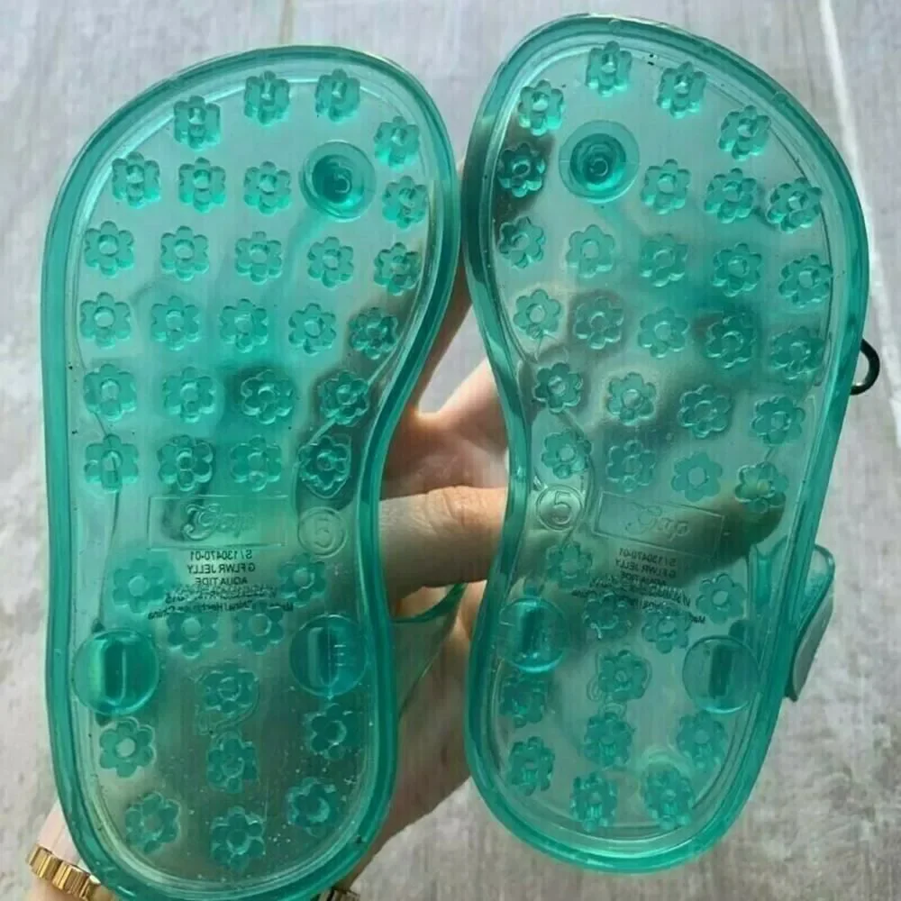 Baby Gap Aqua Blue Jelly Water Flower Sandals Shoes Toddler Summer Size 5